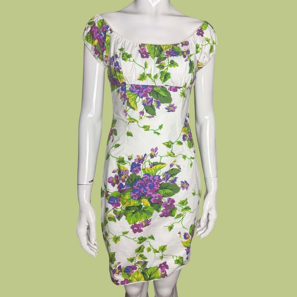 Y2K Betsey Johnson Milkmaid Floral Mini Dress